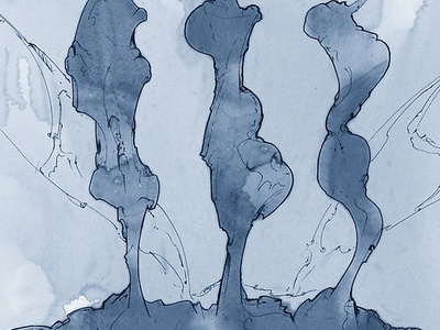 Night Shift III abstract art design doodle landscape retro scribbles sketch vector