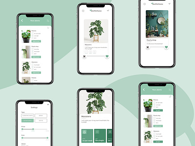 Plant Tinder app - Design Slices challenge app design designslices firstshot green plantapp takemehome ui