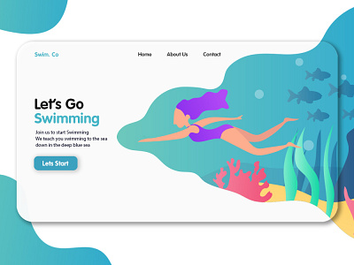 Swimming Landing Page fish illustration sea swimming ui ux