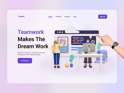 Teams. - Teamwork Landing Page 3d teamwork ui ux web website