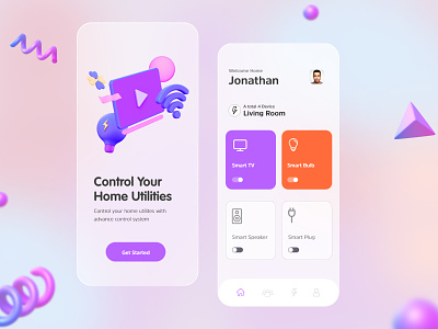 Home App - Control Your Home Utilities 3d app home homeapp ui ux