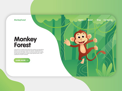 Monkey Forest Landing Page app flat icon illustration illustrator ui ux web website