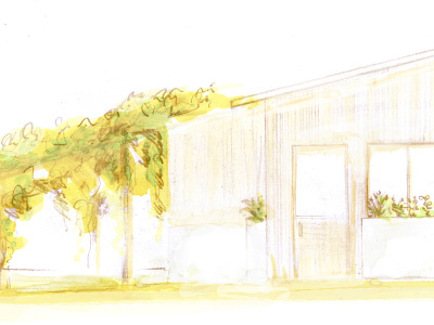 SUMMER HOUSE architecture elevation hand drawing illustration