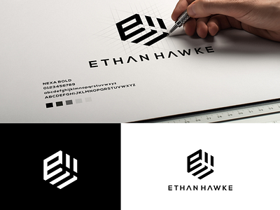 EH logo abstract branding design flat identity lettering logo minimal simple typography vector