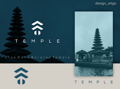 Temple logo bali branding design flat lettering logo minimal monogram simple temple temple logo tlogo typography ulun danu temple vector