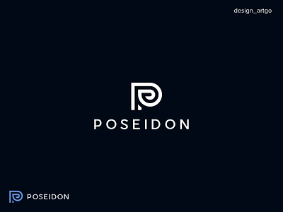POSEIDON, P lettermark branding design flat lettering lettermark logo minimal monogram p plogo poseidon simple logo typography