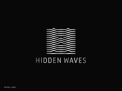 Hidden waves abstract branding design flat lettering logo logos minimal monogram simple typography
