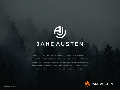 Jane Austen branding design flat illustration logo minimal simple typography ui vector