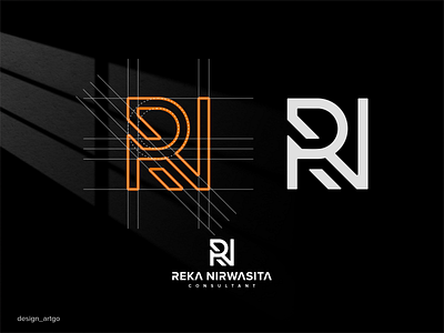 RN monogram branding design flat illustration logo minimal simple typography ui vector