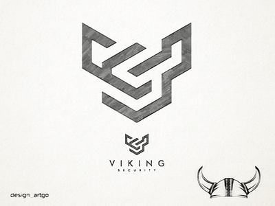 VS sketch with shape of Viking Helmet branding design flat illustration logo minimal monogram simple sketch typography ui vector viking vikinglogo