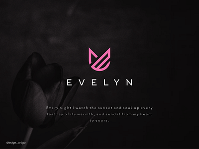 Evelyn, e letter with shape of tulip