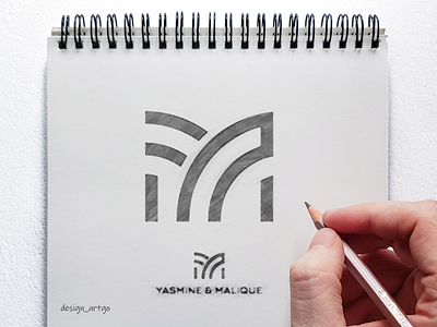 Yasmine and Malique branding design flat illustration logo minimal monogram simple sketch ui vector ym