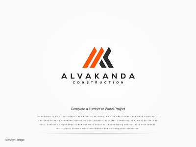 Alvakanda Construction branding contruction logo design flat graphic design illustration logo logos minimal monogram professional logo simple typography ui vector