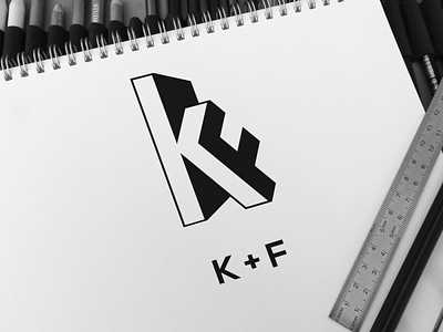 KF logo branding design flat lettering logo minimal typography vector