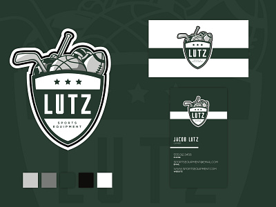 Lutz logo and business card draft branding design equipment icon sports sports logo typography vector
