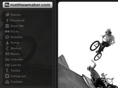 matthewmaber.com animation black businesscard css css3 fade grey habari html5 photography ui vcard