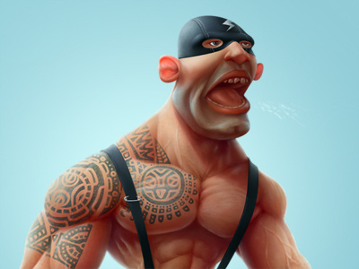 Wrestler cartoon character kuryatnikov tattoo wrestler