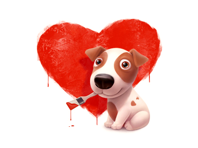 Gift For Vk.com brush dog gift happy valentines day heart kuryatnikov kuryatnikov anton love paint red valentine