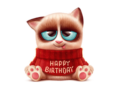 Gift Cat (for vk.com) birthday cat character congratulation gift happiness happy kuryatnikov sweater
