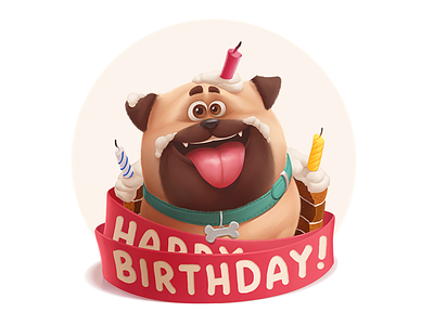 Gift Dog (for vk.com) appetite cake candles congratulation dog gift happy birthday day kuryatnikov kuryatnikov anton love tape yummy