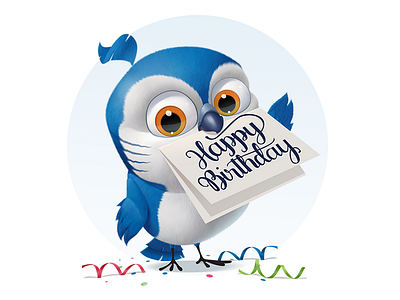 Gift Bird (for vk.com) bird birthday cartoon celebration feathers greeting greetings happiness hello kuryatnikov parrot tinsel