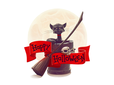 Halloween Gift For Vk.Com broom cat congratulation for witches gift halloween kuryatnikov moon mortar tape