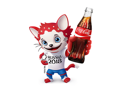 Cat (gift for vk.com) ball bottle cat coca cola football kuryatnikov mascot the sponsor the world cup