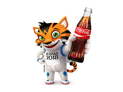 Tiger (gift for vk.com) ball bottle coca cola football kuryatnikov mascot the sponsor the world cup tiger