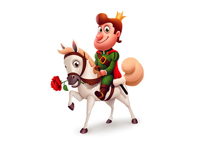 Prince on a white horse crown gift horse kuryatnikov prince rose