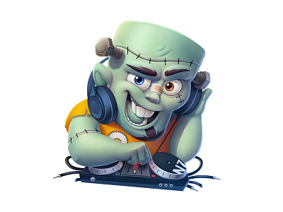 DJ Frankenstein (gift for vk.com) cartoon character dj frankenstein halloween kuryatnikov