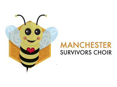 Manchester Survivors Choir Logo attack bee branding brave choir design england hearts logo love manchester manchester arena manchesterbee music singing survivors terrorism uk