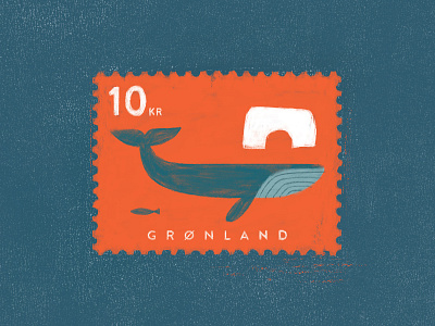 Grønland fish greenland humpback whale kroner mammals postage stamp stamp whale