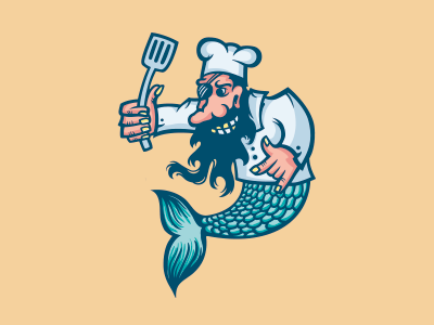 Buhta-Barahta cook eat food logo mermaid pirate
