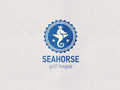 SEAHORSE crown golf horse logo see star unused