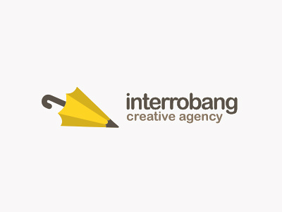 interrobang agency interrobang logo pencil umbrella yellow