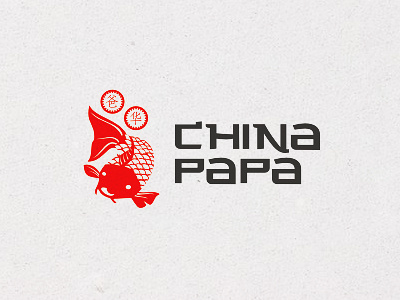 Chinapapa carp china coin dad father fish logo money papa red
