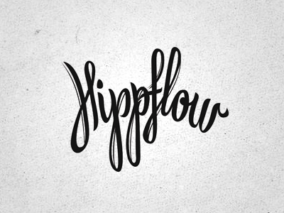 Hippflow calligraphy lettering logo startup wordmark