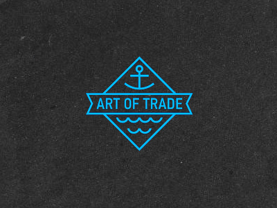 Art anchor fish logo sea trade waves