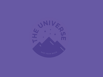 Badge | The Universe has your back 2d art adventure badge flat icon illustration logo minimal mountain stamps universe vector