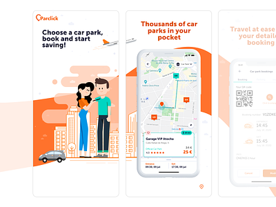 Parking Solution - APP STORE app design appstore design flat orange parking parking app playstore ui ux ux design
