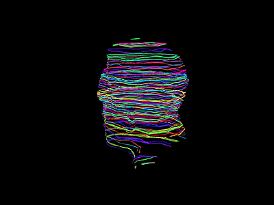 Head Sliced. 3d 3d animation 3d art abstract color colorful glsl gpu illustration infinity javascript particles webgl