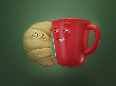 CROASAIN LOVE 3d 3dprint bread c4d character character design coffee illustration toy design