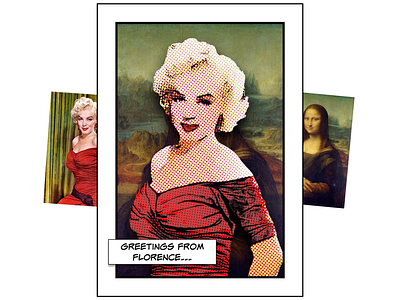 Norma Lisa davinci florence halftoon hollywood icon marilyn monroe mona lisa movie portrait postcard