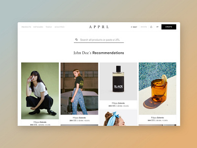 Platform design for Apprl ux uxdesign webdesign