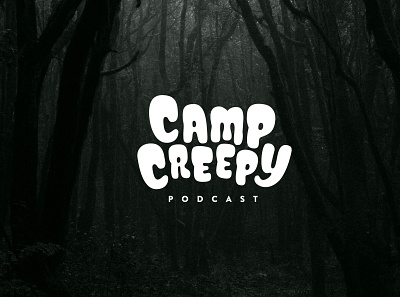 Camp Creepy Podcast Logo branding design handdrawn logo typography