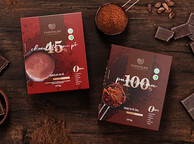 Puro Cacau & Chocolate em Pó Chocolife | 02 3d brand brand design branding branding concept branding design design illustration logo package packaging vector