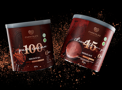 Puro Cacau & Chocolate em Pó Chocolife | 03 3d brand brand design branding branding concept branding design design illustration logo package packaging vector