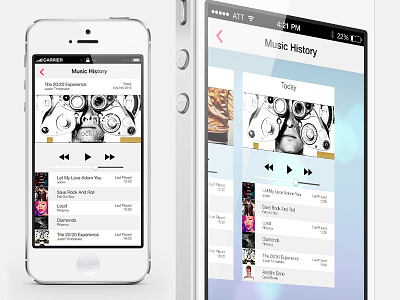 Music History Mockup flat ios7 mobile music player