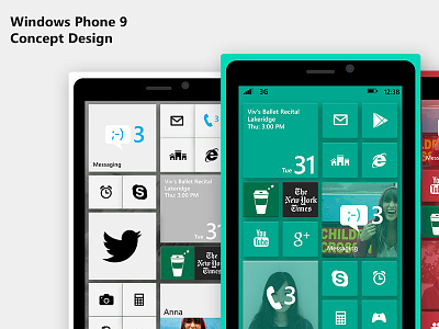 Windows Phone 9 concept design colors phone windows wp9