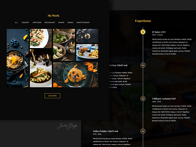 Restauranteur portfolio (Work and Experience section)